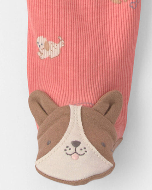 Carter's Baby Girl Dog Foot Art Snug Fit Sleeper - Pink