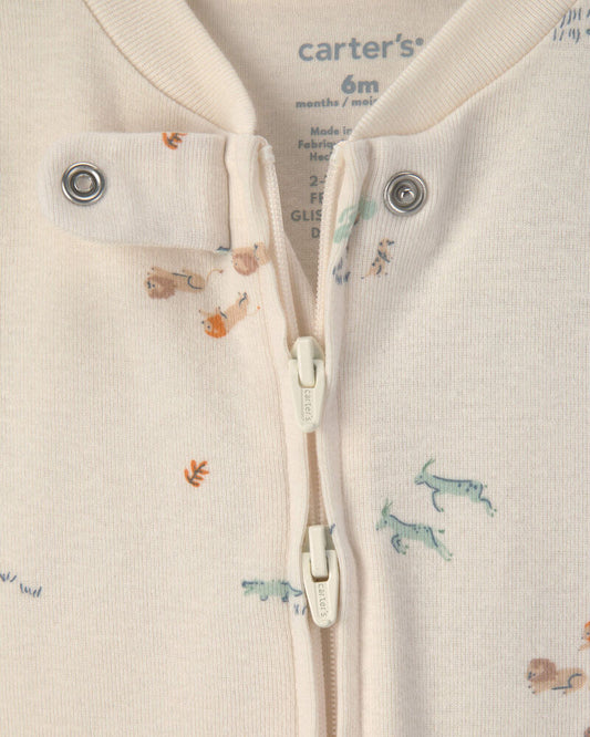 Carter's Baby Boy 2-Pack Safari Snug Fit Sleepers - Blue/Ivory