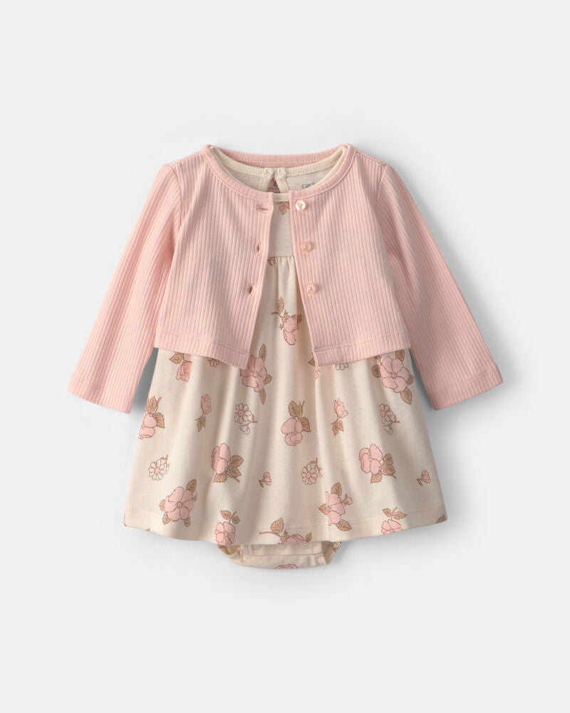 Carter's Baby Girl 2-Piece Floral Dress Set - Pink/Ivory
