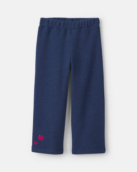 Carter's Baby Girl 2-Piece Apple Striped Fleece Long-Sleeve Top & Pant Set - Navy Blue/Cream