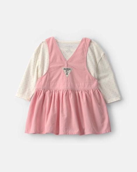 Oshkosh Baby Girl 2-Piece Polka Dots Corduroy Dress Set - Pink/Cream