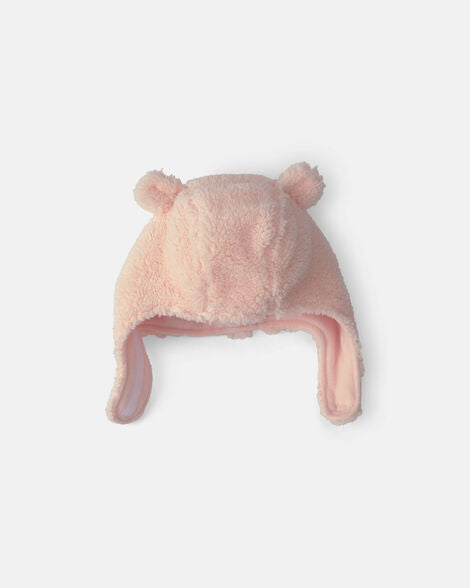 Carter's Baby Girl Bear Teddy Fleece Hat & Mitten Set - Pink