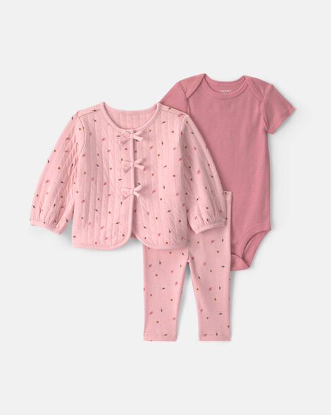 Carter's Baby Girl 3-Piece Leaves Layering Set - Pink