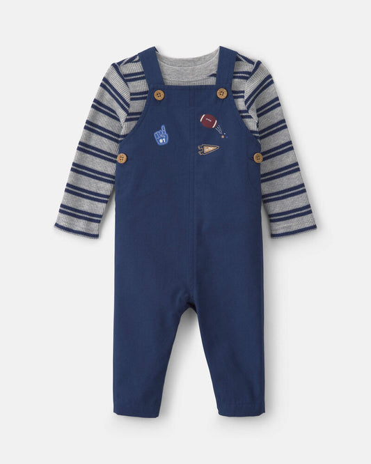 Carter's Baby Boy 2-Piece Striped Sports Thermal Overall Set - Navy