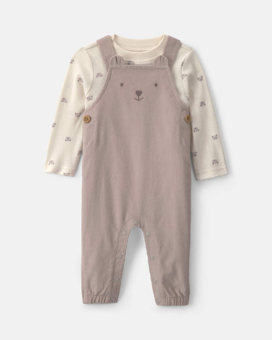 Carter's Baby Boy 2-Piece Bear Corduroy Overall Set - Brown