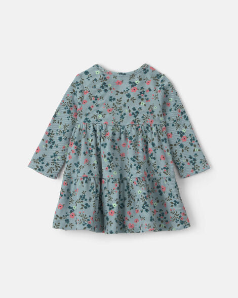 Carter's Baby Girl 3-Piece Floral Thermal Dress Set - Blue