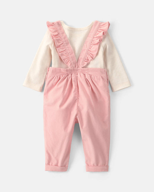 Carter's Baby Girl 2-Piece Heart Corduroy Overall Set - Pink