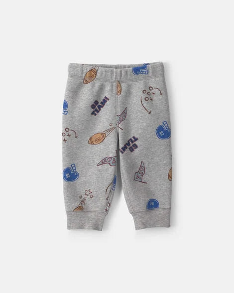 Carter's Baby Boy 3-Piece 'Go Team!' Football Fleece Layering Set - Grey/Blue