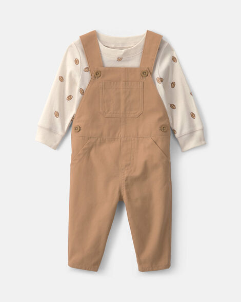 Carter's Baby Boy 2-Piece Football Long-Sleeve Overall Set - Brown/Cream