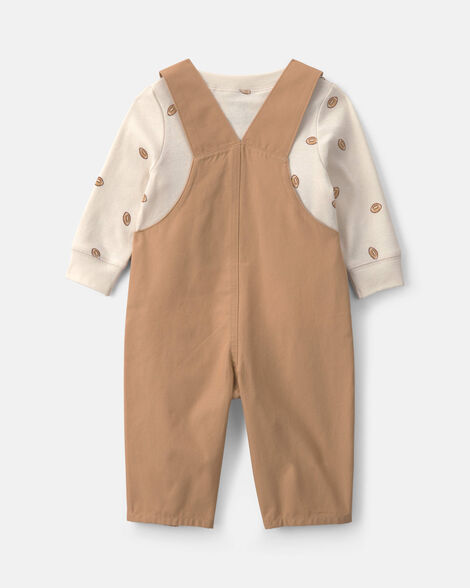Carter's Baby Boy 2-Piece Football Long-Sleeve Overall Set - Brown/Cream
