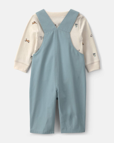 Carter's Baby Boy 2-Piece Wolf Long-Sleeve Overall Set - Blue/Cream