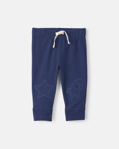 Carter's Baby Boy 2-Piece 'Little Man On a Mission' Space Long-Sleeve Bodysuit & Pant Set - Navy Blue