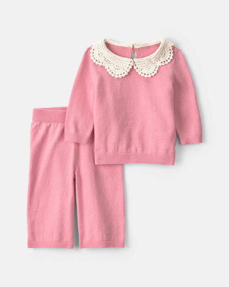 Carter's Baby Girl 2-Piece Long-Sleeve Sweater Top & Pant Set - Pink