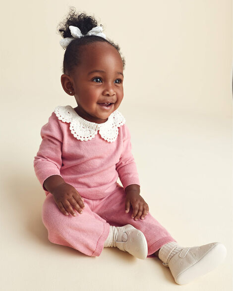 Carter's Baby Girl 2-Piece Long-Sleeve Sweater Top & Pant Set - Pink