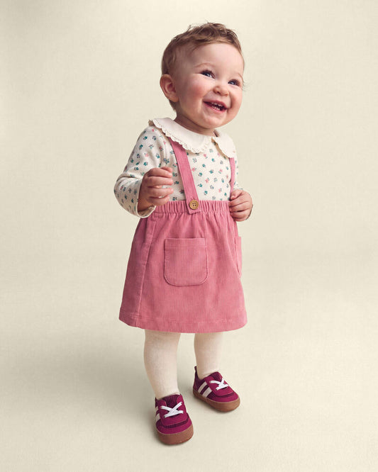 Carter's Baby Girl 3-Piece Floral Corduroy Long-Sleeve Dress Set - Pink/Cream