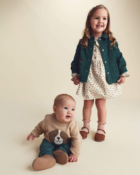 Carter's Baby Boy 2-Piece Dog Sweater Top & Pant Set - Brown/Green