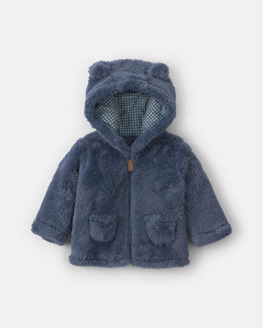 Carter's Baby Boy Bear Teddy Fleece Zip-Up Hoodie - Blue