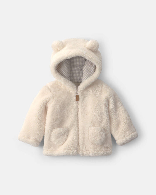 Carter's Baby Bear Teddy Fleece Zip-Up Hoodie - Cream