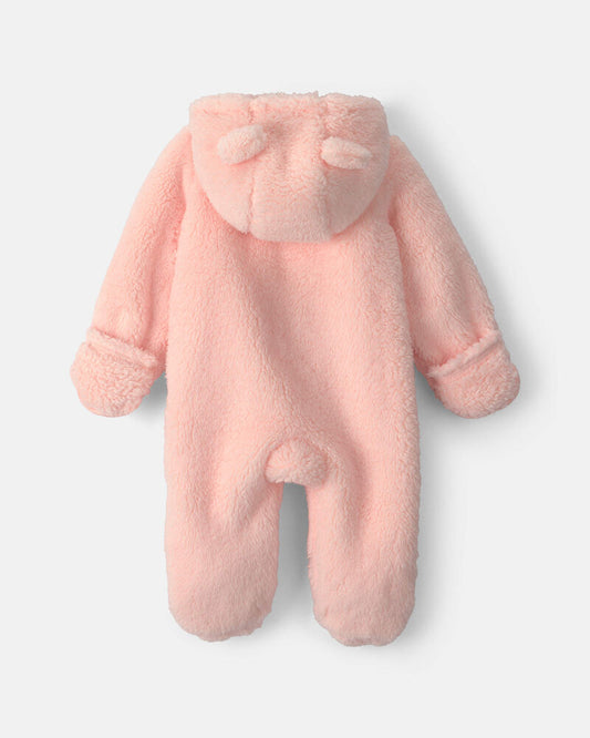 Carter's Baby Girl Bear Teddy Fleece Long-Sleeve Jumpsuit - Pink