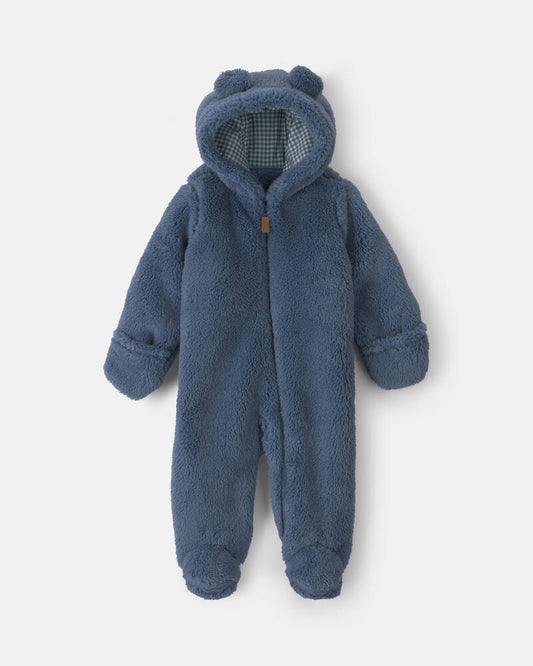 Carter's Baby Boy Bear Teddy Fleece Long-Sleeve Jumpsuit - Blue