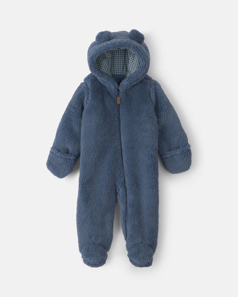 Carter's Baby Boy Bear Teddy Fleece Long-Sleeve Jumpsuit - Blue