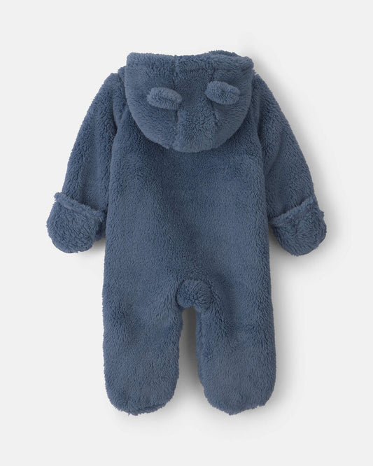 Carter's Baby Boy Bear Teddy Fleece Long-Sleeve Jumpsuit - Blue