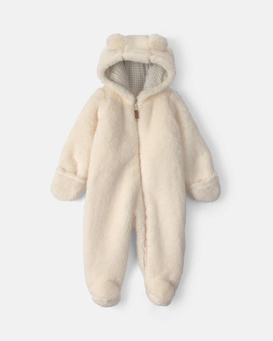 Carter's Baby Bear Teddy Fleece Long-Sleeve Jumpsuit - Cream