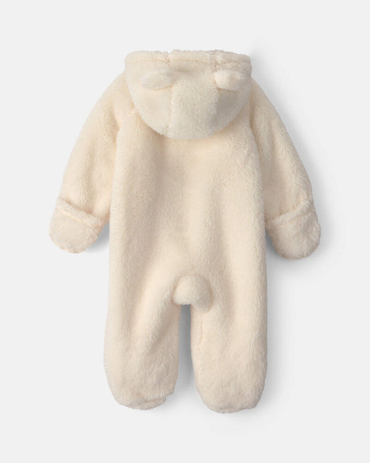 Carter's Baby Bear Teddy Fleece Long-Sleeve Jumpsuit - Cream
