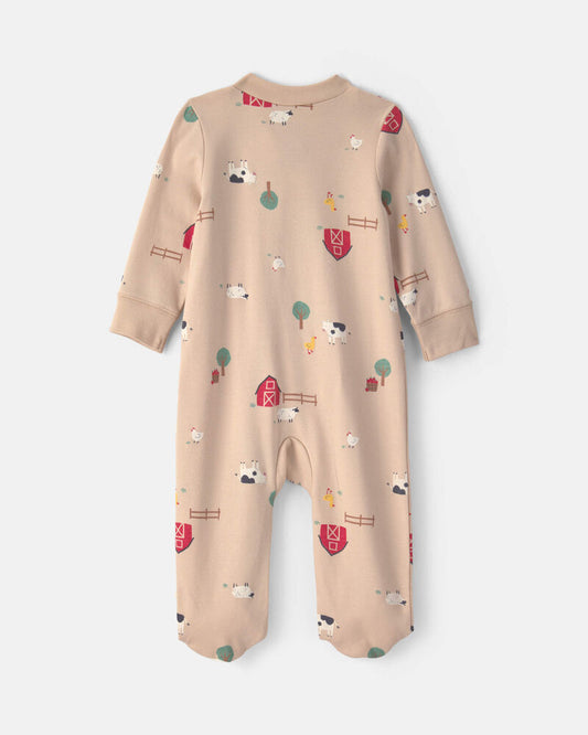 Carter's Baby Farm 100% Cotton 2-Way Zip Sleeper - Beige