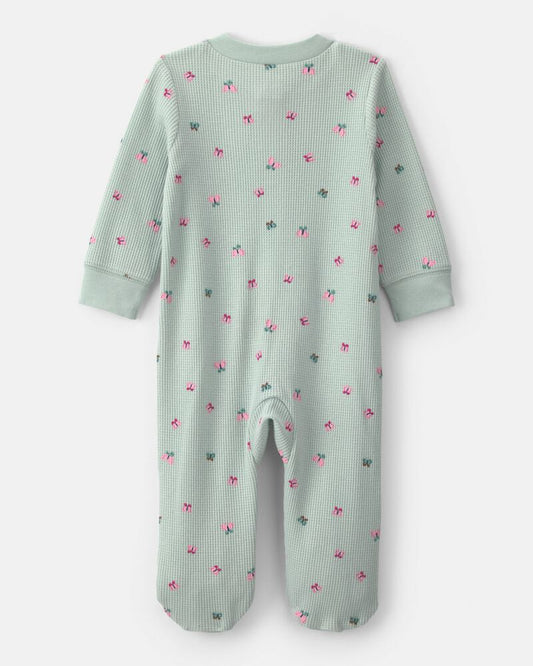 Carter's Baby Girl Butterfly Cotton 2-Way Zip Thermal Sleeper - Green