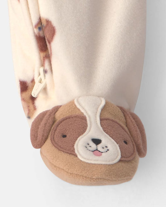 Carter's Baby Boy Dog Fleece 2-Way Zip Sleeper Pyjamas - Cream