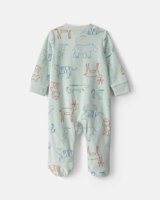 Carter's Baby Boy Safari Fleece 2-Way Zip Sleeper - Green