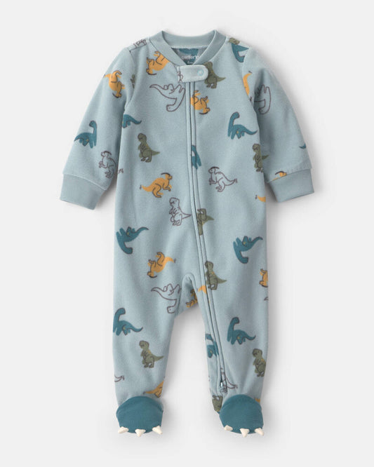 Carter's Baby Boy Fleece Dinosaur 2-Way Zip Sleeper - Blue