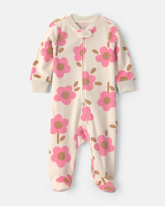 Carter's Baby Girl Floral 2-Way Zip Sleeper - Cream