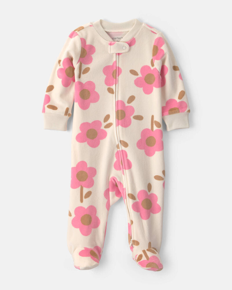 Carter's Baby Girl Floral 2-Way Zip Sleeper - Cream