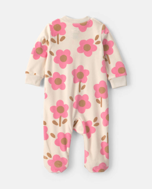 Carter's Baby Girl Floral 2-Way Zip Sleeper - Cream