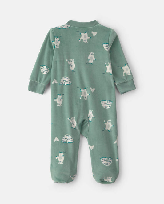 Carter's Baby Boy Yeti Fleece 2-Way Zip Sleep & Play Pyjamas - Green