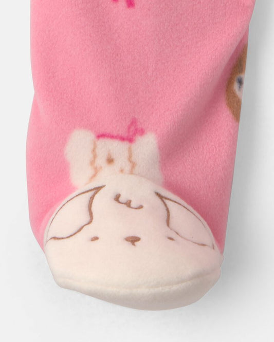Carter's Baby Girl Dog Fleece 2-Way Zip Sleeper - Pink