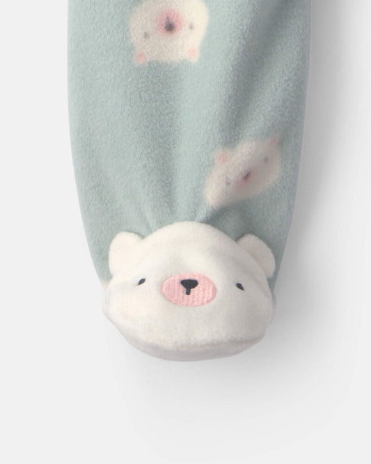 Carter's Baby Girl Bear Fleece 2-Way Zip Sleeper - Green