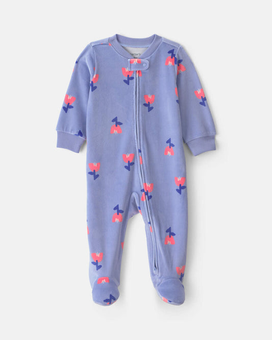 Carter's Baby Girl Tulip 2-Way Zip Sleeper - Blue