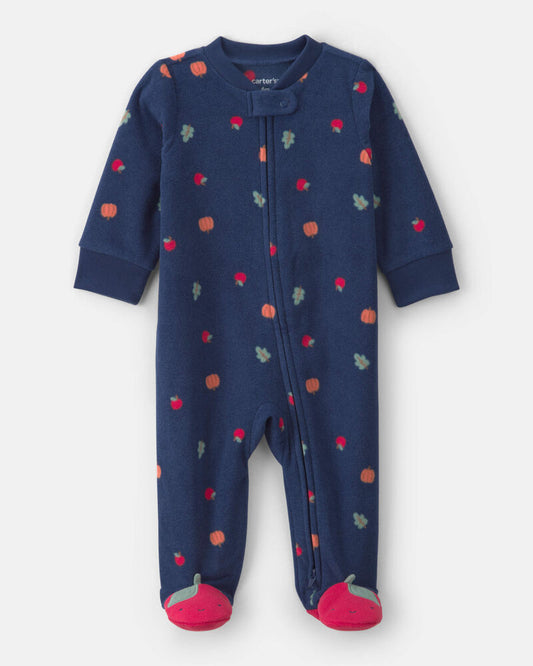 Carter's Baby Girl Fruit Fleece 2-Way Zip Sleeper - Blue