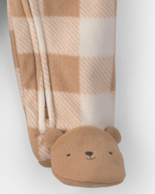 Carter's Baby Boy 2-Pack Animals Plaid Fleece 2-Way Zip Sleepers