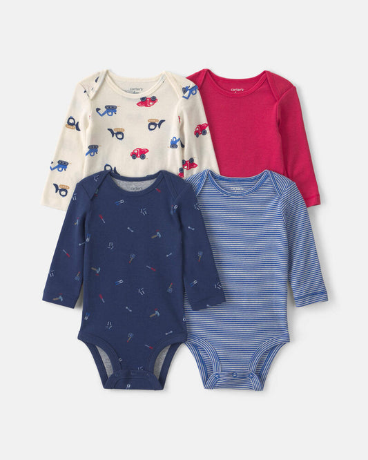 Carter's Baby Boy 4-Pack Construction Long-Sleeve Multipack Bodysuits