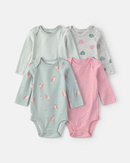 Carter's Baby Girl 4-Pack Owl Long-Sleeve Multipack Bodysuits