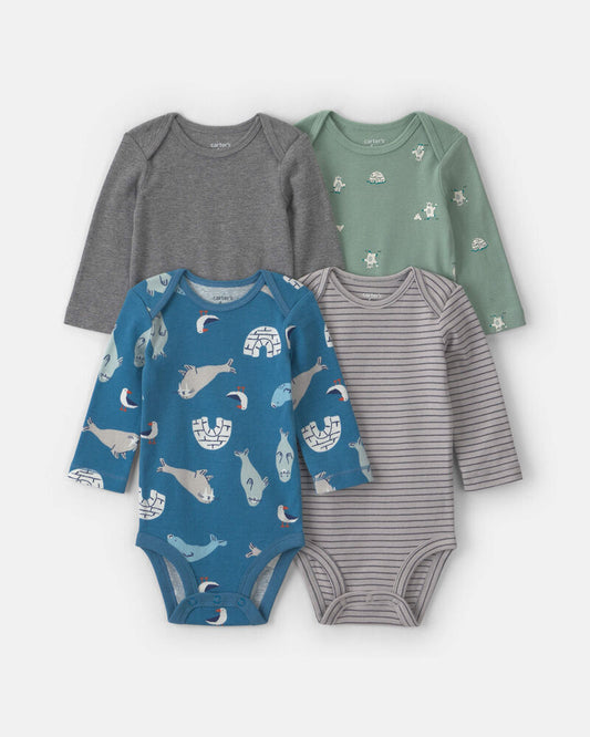 Carter's Baby Boy 4-Pack Arctic Long-Sleeve Multipack Bodysuits