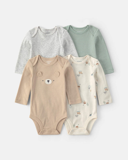 Carter's Baby 4-Pack Bear Long-Sleeve Bodysuits