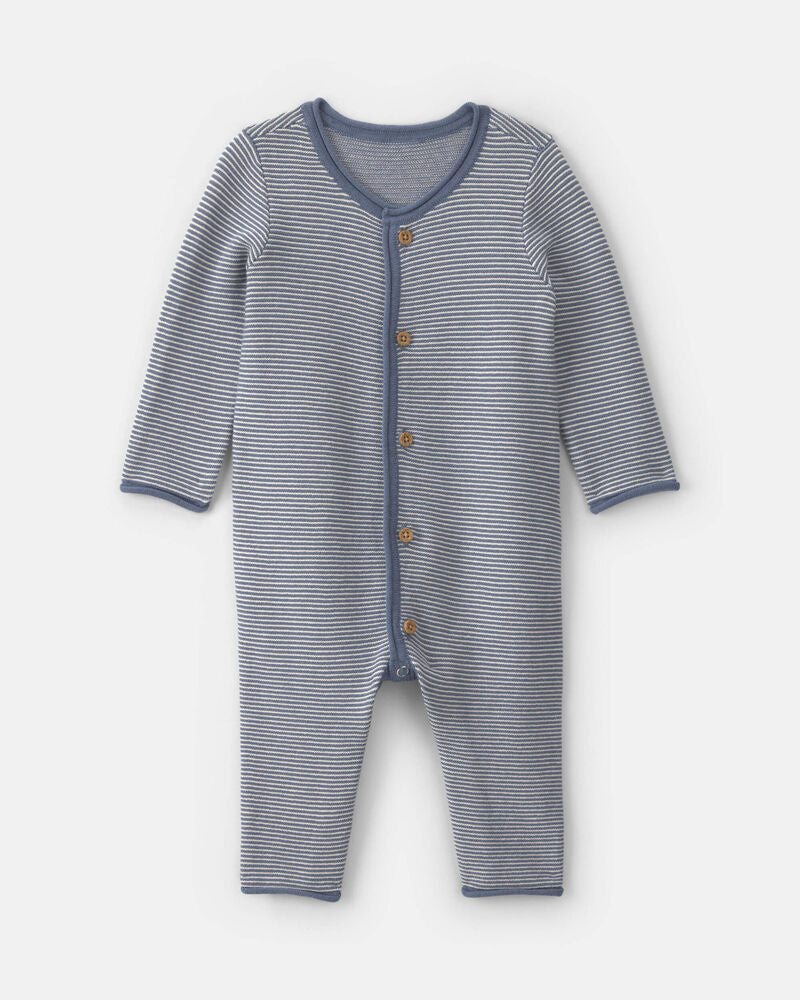 Carter's Baby Boy Striped Long-Sleeve Jumpsuit - Navy Blue