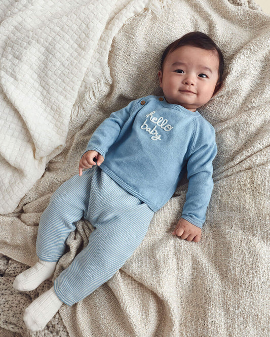 Carter's Baby Boy 2-Piece 'Hello Baby' Long-Sleeve Top & Pant Set - Blue