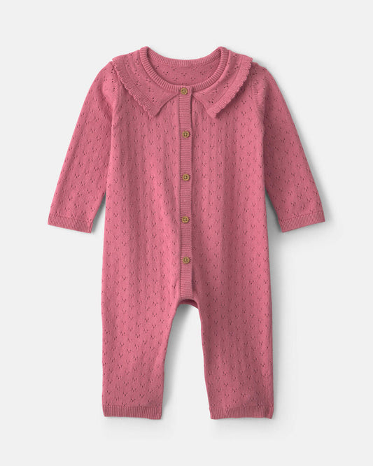 Carter's Baby Girl Pointelle Long-Sleeve Jumpsuit - Pink
