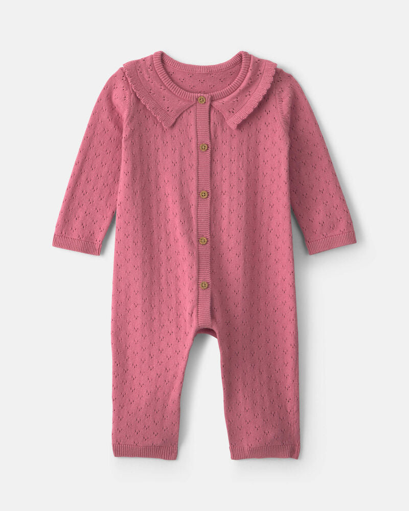 Carter's Baby Girl Pointelle Long-Sleeve Jumpsuit - Pink